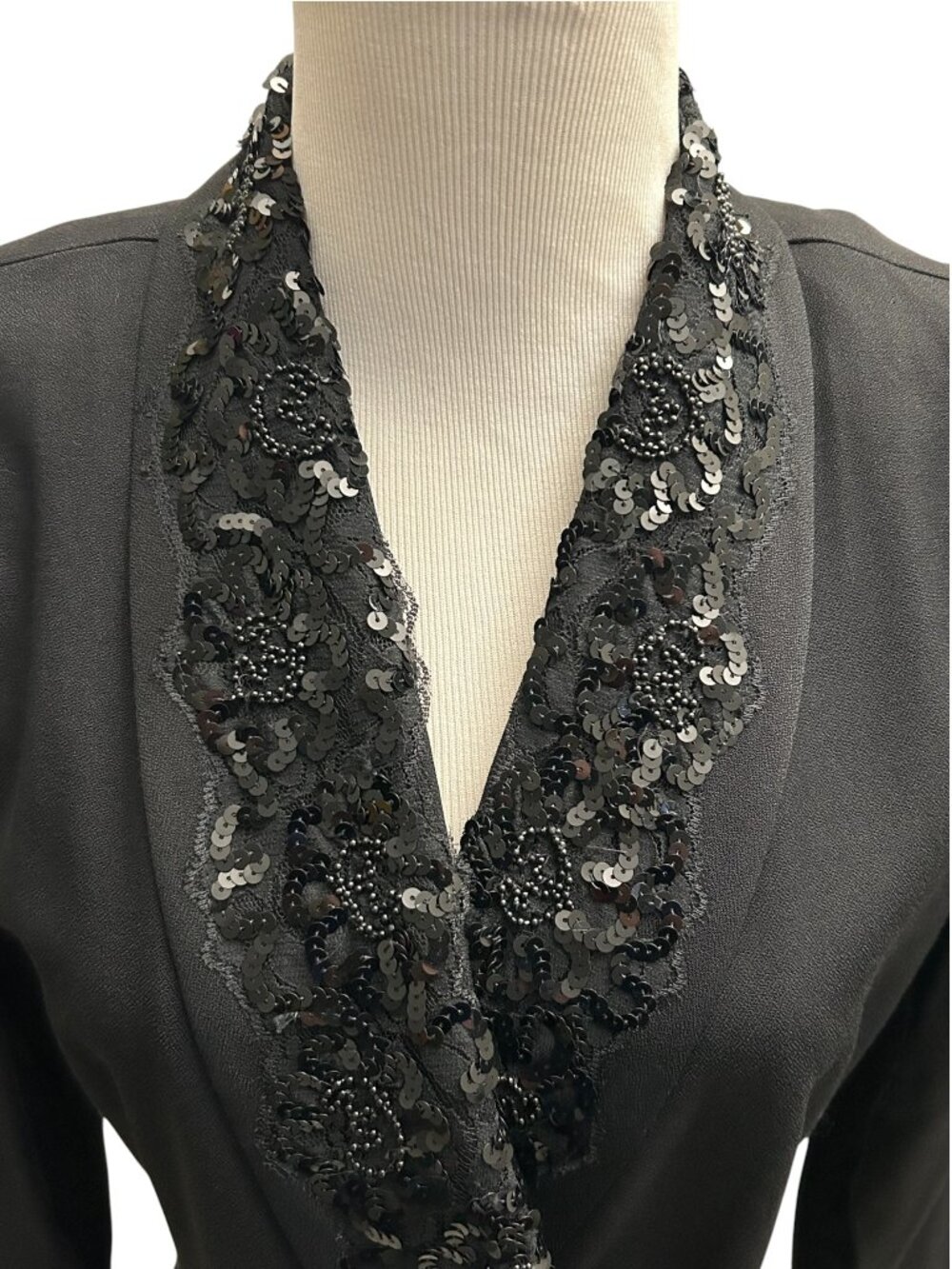 Lois Snyder Dani Max Size 8 Vintage Black Embellished Double Breasted Blazer NWT - Picture 8 of 12